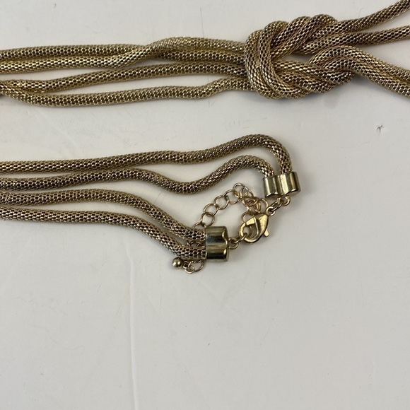 GOLD knot necklace multi strand mesh tassel long chain pendant serpentine - Picture 8 of 11
